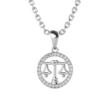 Libra Zodiac Pendants - Silver and Crystal