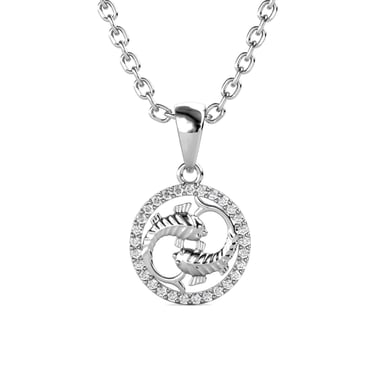 Pisces Zodiac Pendants - Silver and Crystal