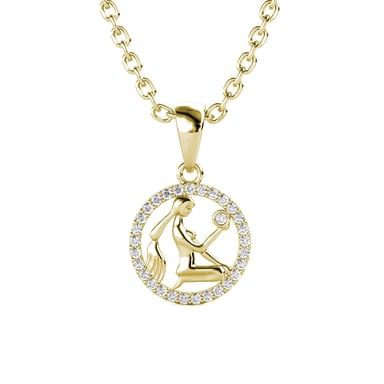 Virgo Zodiac Pendants - Gold and Crystal