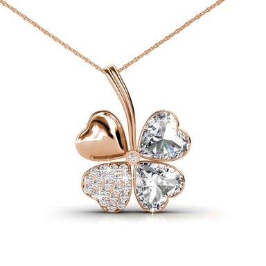 Four Leaf Pendants - Rose Gold and Crystal