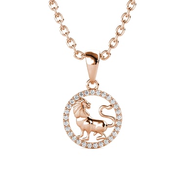 Leo Zodiac Pendants - Rose Gold and Crystal