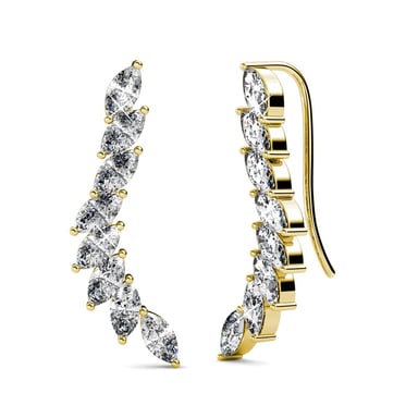Clematis Earrings - Gold and Crystal