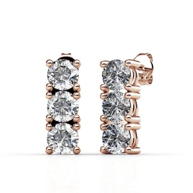 Tri Earrings - Rose Gold and Crystal