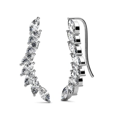 Clematis Earrings - Silver and Crystal