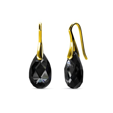 Teardrop Hook Earrings - Gold and Black
