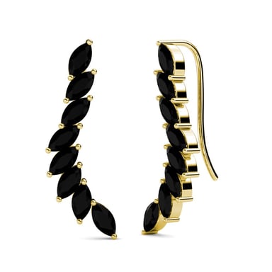 Clematis Earrings - Gold and Black