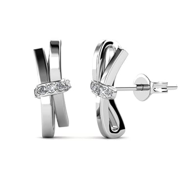 Luminous Bow Earrings - Silver and Crystal