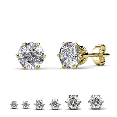 Solitaire L Earrings - Gold and Crystal