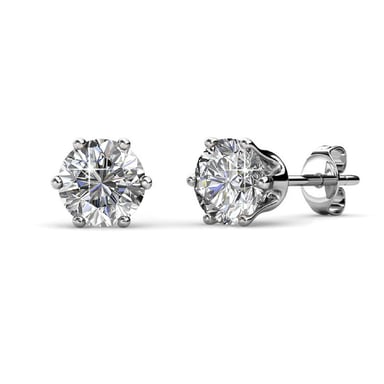 Solitaire L Earrings - Silver and Crystal
