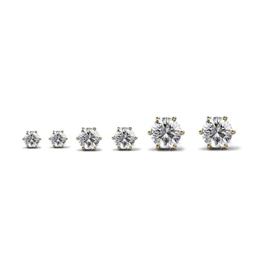 Solitaire Earrings S, M, L - Gold and Crystal