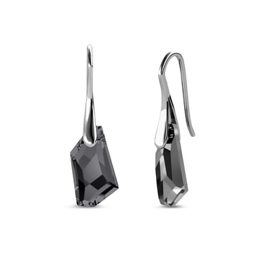 Silver Knight Earrings - Silver and Black