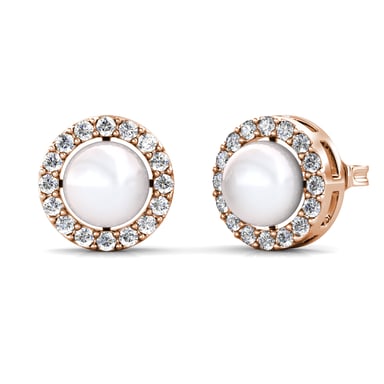 Circlet Pearl Earrings - Rose Gold and Crystal