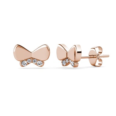 Butterfly Bow Earrings - Rose Gold and Crystal