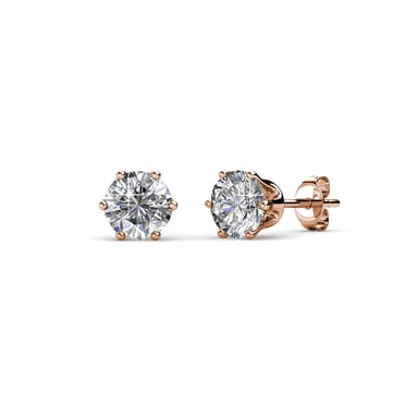 Solitaire S Earrings - Rose Gold and Crystal
