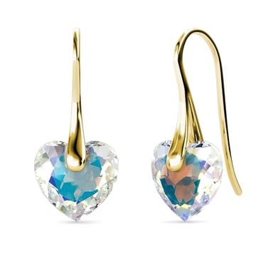 Crystaline Heart Earrings - Gold and Shiny White