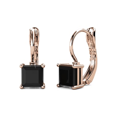Square Earrings - Rose Gold and Black