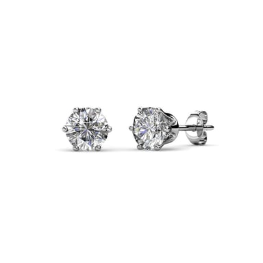 Solitaire S Earrings - Silver and Crystal