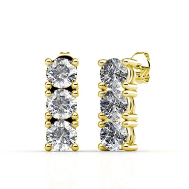 Tri Earrings - Gold and Crystal