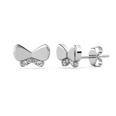 Butterfly Bow Earrings - Silver and Crystal