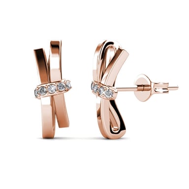 Luminous Bow Earrings - Rose Gold and Crystal