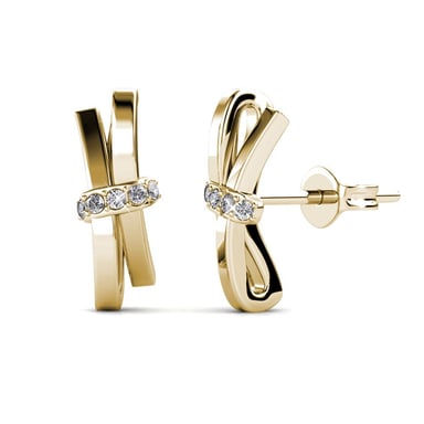 Luminous Bow Earrings - Gold and Crystal