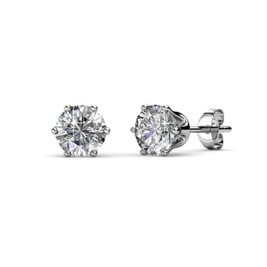 Solitaire M Earrings - Silver and Crystal