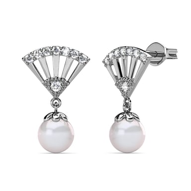 Ingride Pearl Earrings - Silver and Crystal