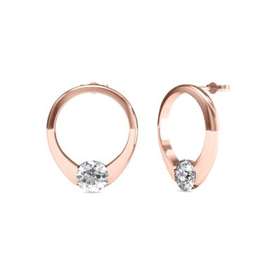 Mini Ring Earrings - Rose Gold and Crystal