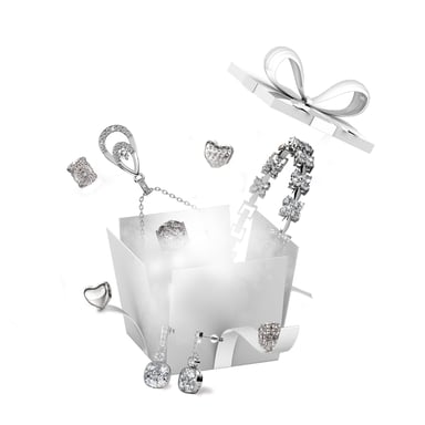 13 Jewels and 11 Surprise Beads for DIY Advent Calendar - Silver and Crystal