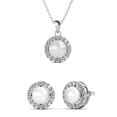 Circlet Pearl Sets - Silver and Crystal