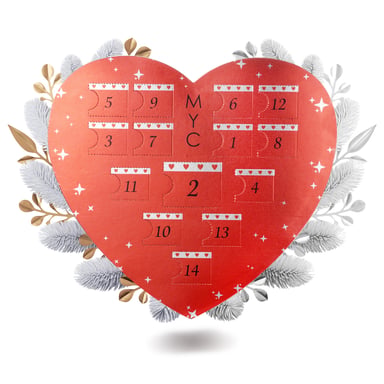 Surprise Heart Advent Calendar - 14 Jewels - Gold, Rose Gold, Silver and Crystal