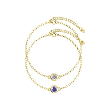 Birth Stone Bracelets - Gold, Crystal and Purple