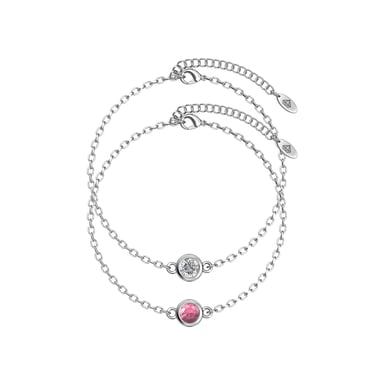 Birth Stone Bracelets - Silver, Crystal and Pink