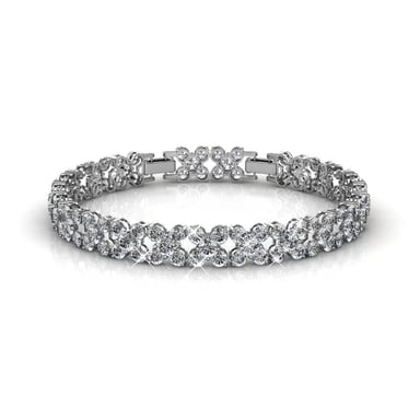 Flowery Bracelets - Silver and Crystal