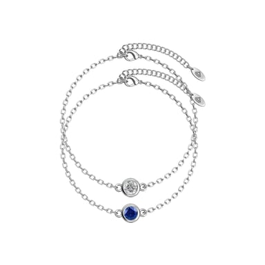 Birth Stone Bracelets - Silver, Crystal and Blue