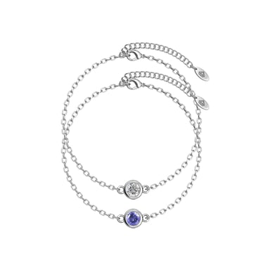 Birth Stone Bracelets - Silver, Crystal and Purple