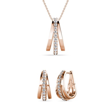 Aurielle Hoop Sets - Rose Gold and Crystal