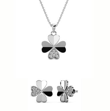 Clover Petal Sets - Silver and Crystal