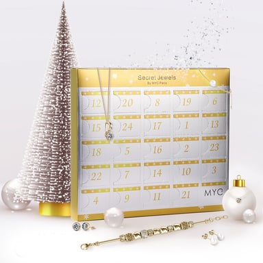 Advent calendar 13 jewels and 11 pearls - Gold and Crystal