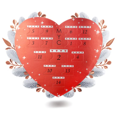 Surprise Heart Advent Calendar - 14 Jewels - Rose Gold and Crystal