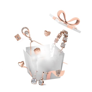 13 Jewels and 11 Surprise Beads for DIY Advent Calendar - Rose Gold and Crystal