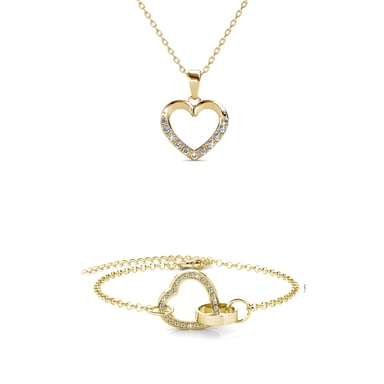 Locked Heart Necklace Sets - Gold and Crystal
