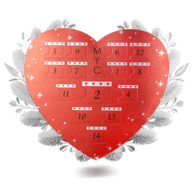 Surprise Heart Advent Calendar - 14 Jewels - Silver and Crystal