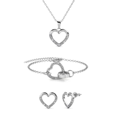 Locked Heart Lovett Two Sets - Silver and Crystal