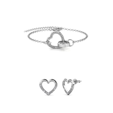 Locked Heart Lovett Sets - Silver and Crystal