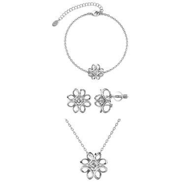 Daffodil Parures - Silver and Crystal