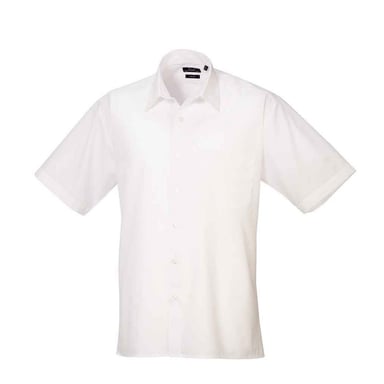 Premier Mens Poplin Short-Sleeved Shirt (White)