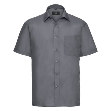 Russell Collection Mens Classic Polycotton Poplin Short-Sleeved Shirt (Convoy Grey)