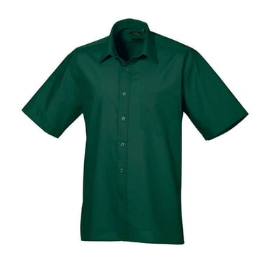 Premier Mens Poplin Short-Sleeved Shirt (Bottle Green)