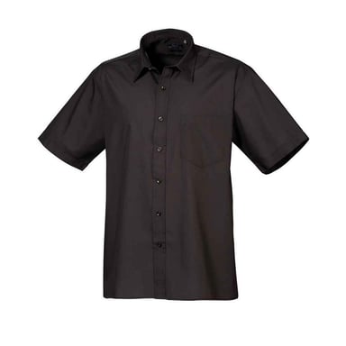 Premier Mens Poplin Short-Sleeved Shirt (Black)